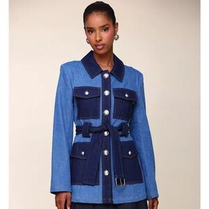 Avec Les Filles Women's Belted Long-Sleeve Military Jacket NWT